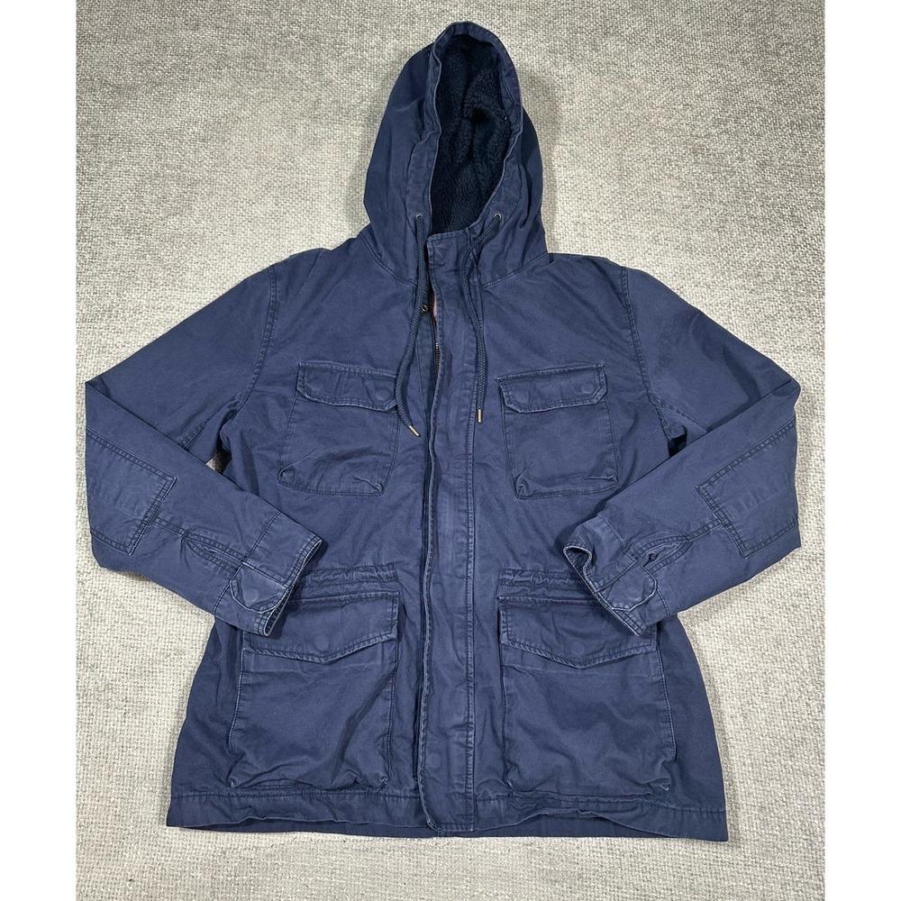 GAP Pendleton Jacket Mens Large Blue Fatigue Field‎ Utility Flannel Lined Hooded